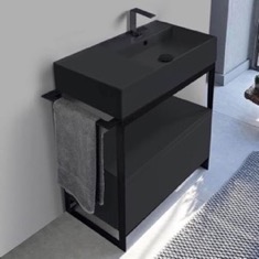 Black Modern  Console Vanity, 35 inch